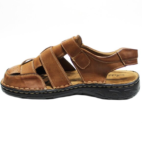 Mens Sandals Closed Toe Leather Fisherman Outdoor Hiking Sport Shoe Brown Size 9 - Picture 3 of 7